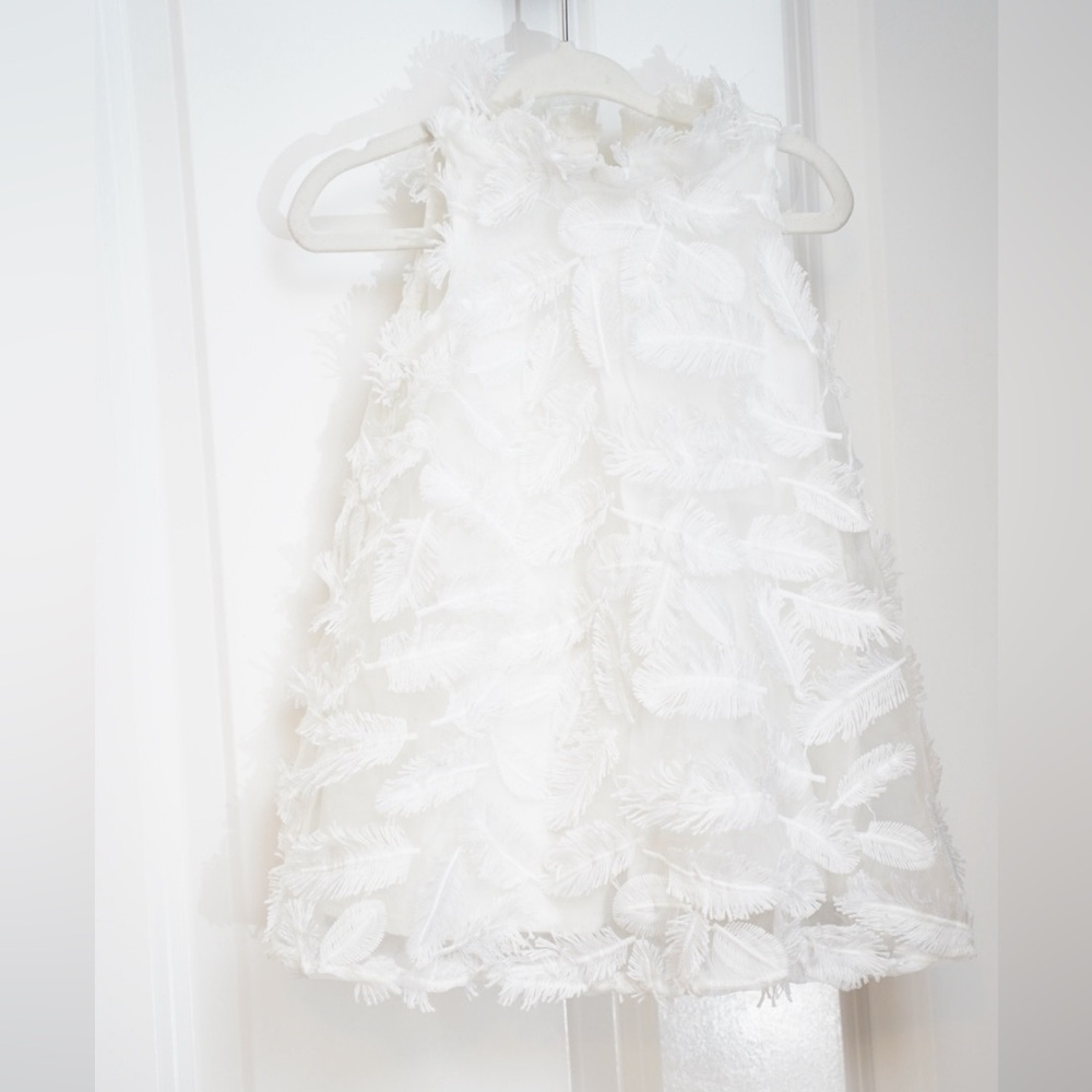 Janie and Jack White Feathered A-Line Dress